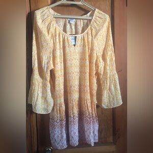 Avenue Yellow and White Blouse